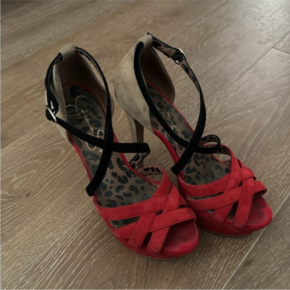 Jessica Simpson Red and Black Heels - Picture 2 of 5